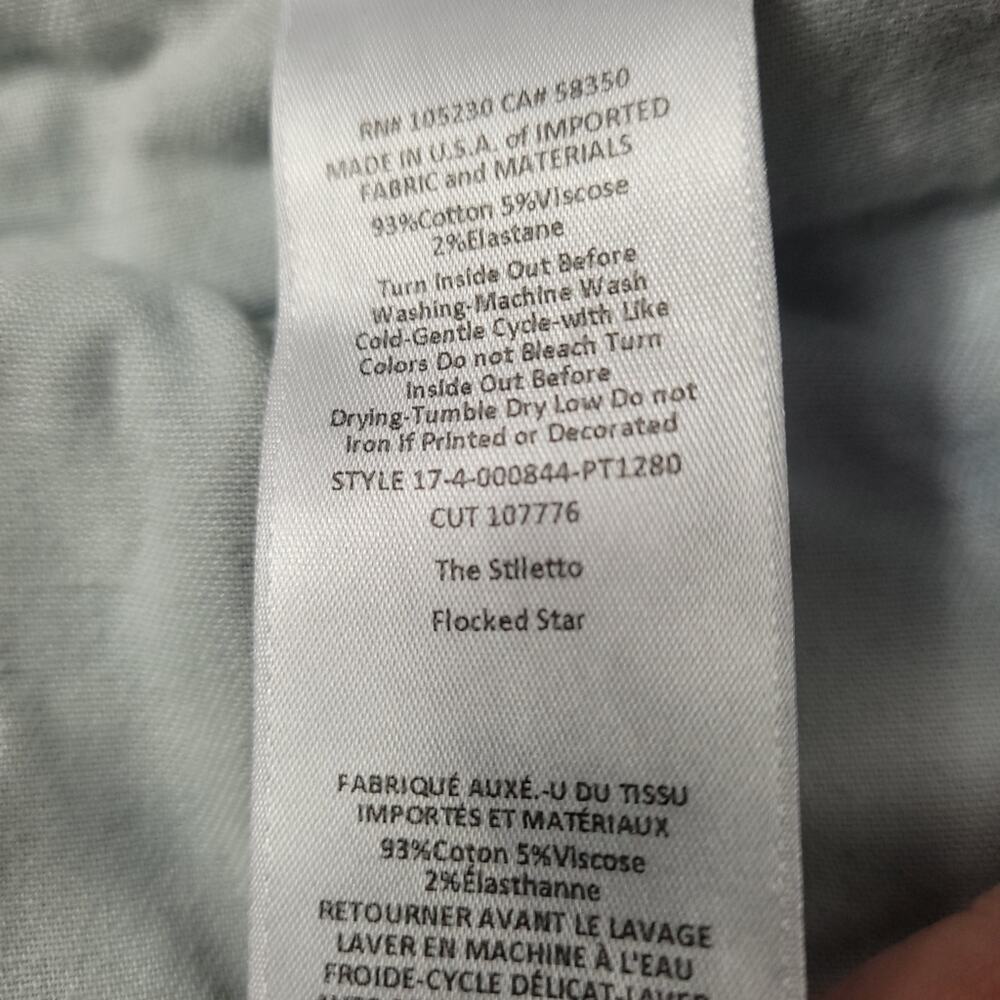 Current/Elliott The Stiletto Flocked Star Skinny Jeans Blue Medium Wash size 26 - Picture 13 of 16